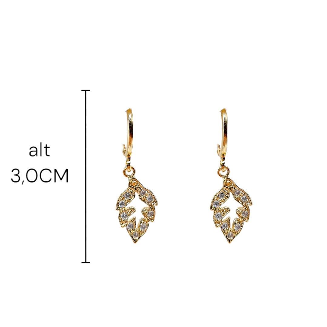 Brinco Argolinha Click Com Folha