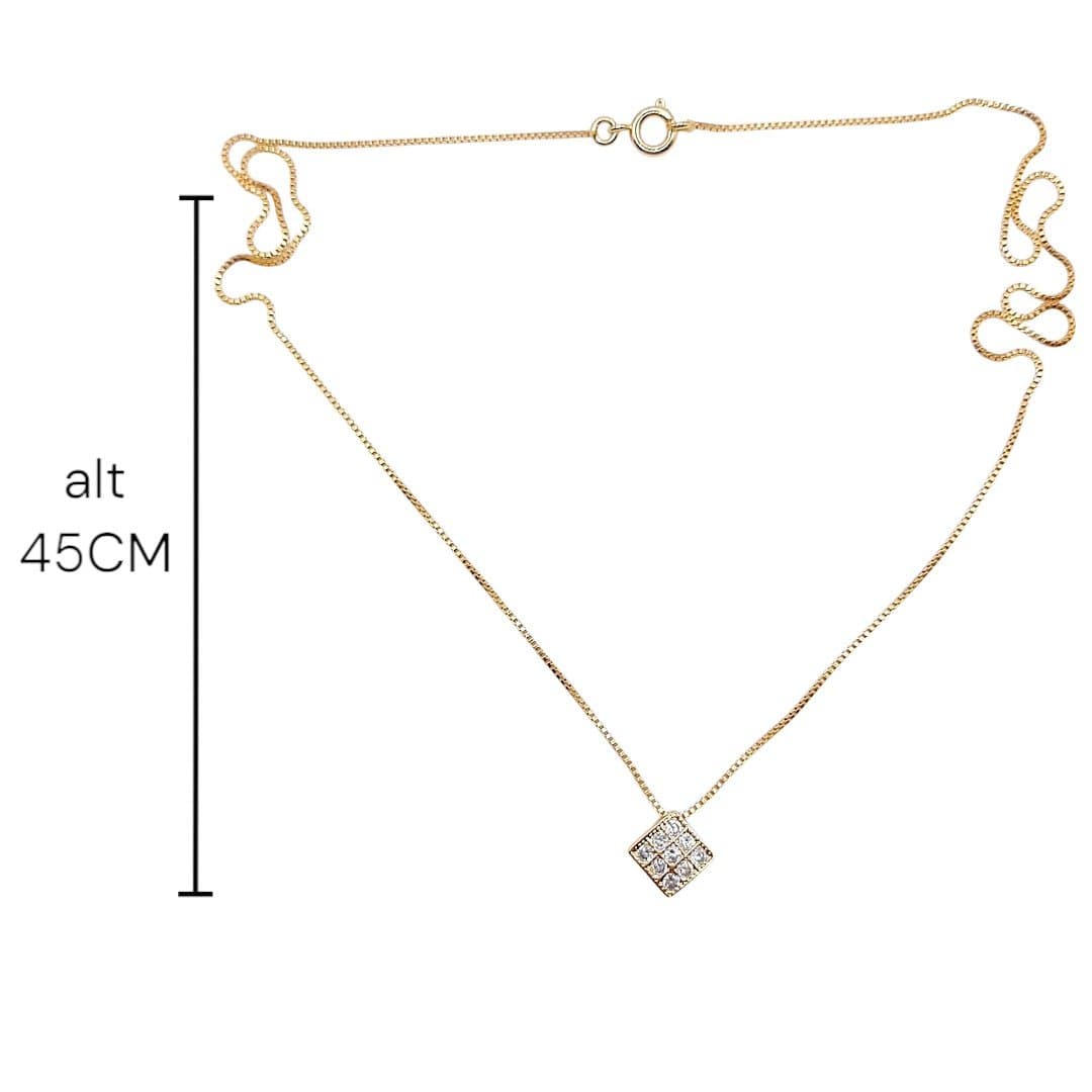 Colar Com Quadrado De Zircônia Passante miniatura 2
