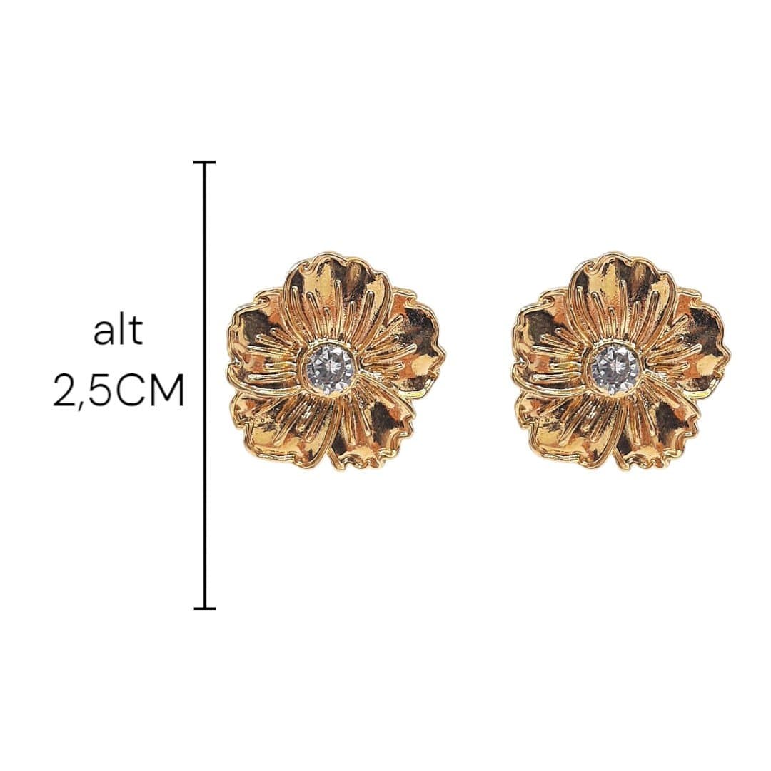Brinco Flor Com Miolo De Pedra