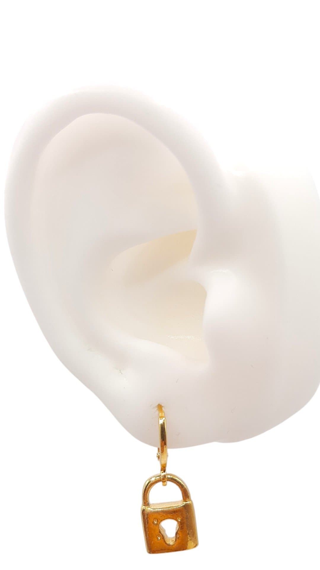 Brinco Argolinha Click Com Cadeado miniatura 2