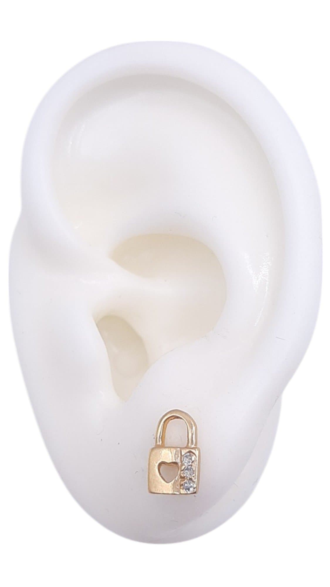 Brinco Cadeadinho  Coração Cravejado miniatura 2