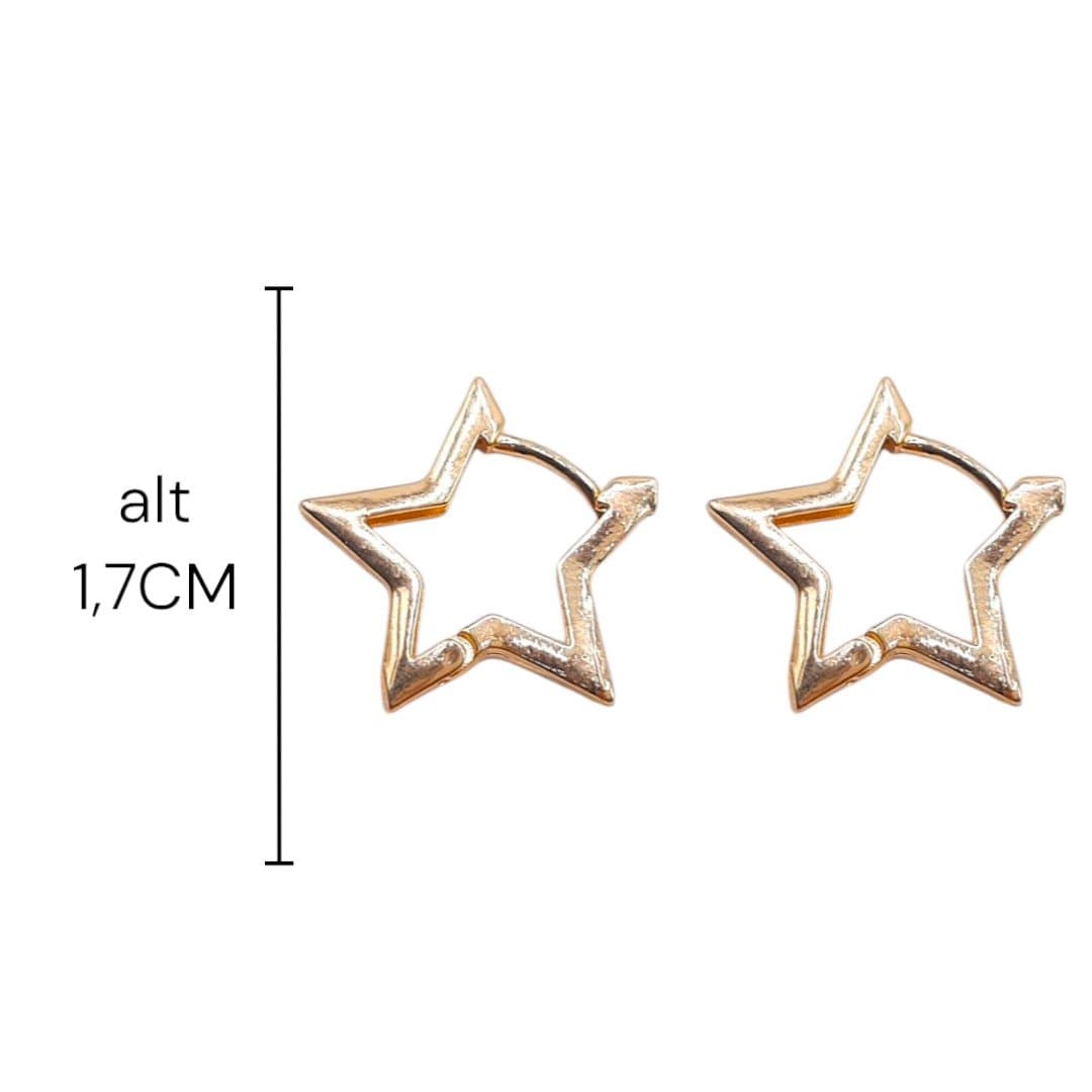 Brinco Argolinha Click Estrela Lisa