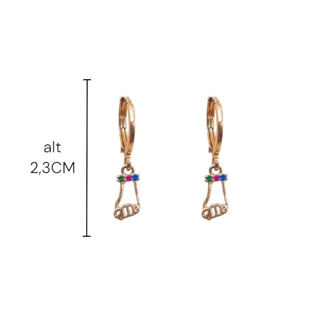 Brinco Argolinha Click Com Figuinha Cravejada