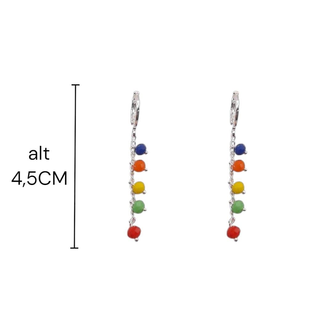 Brinco Argolinha Click Com 1 Fio De Missanga