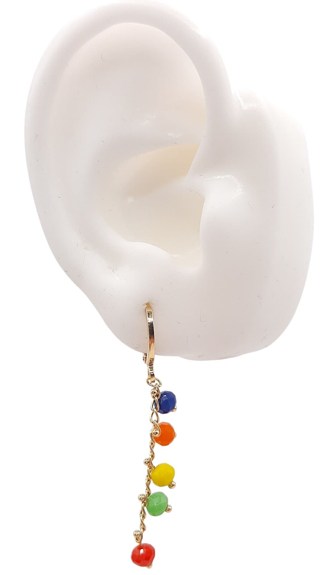 Brinco Argolinha Click Com 1 Fio De Missanga miniatura 2