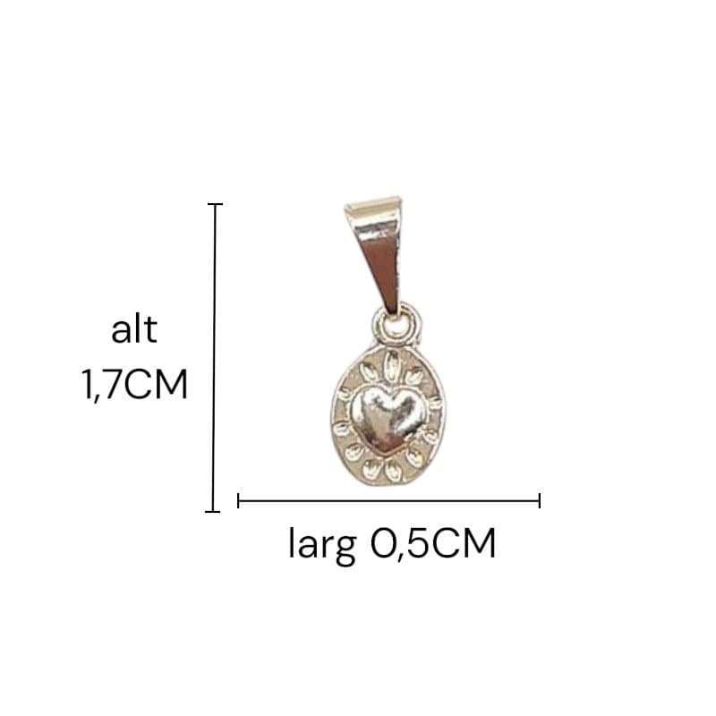 Pingente Plaquinha Oval Com Sagrado Coração