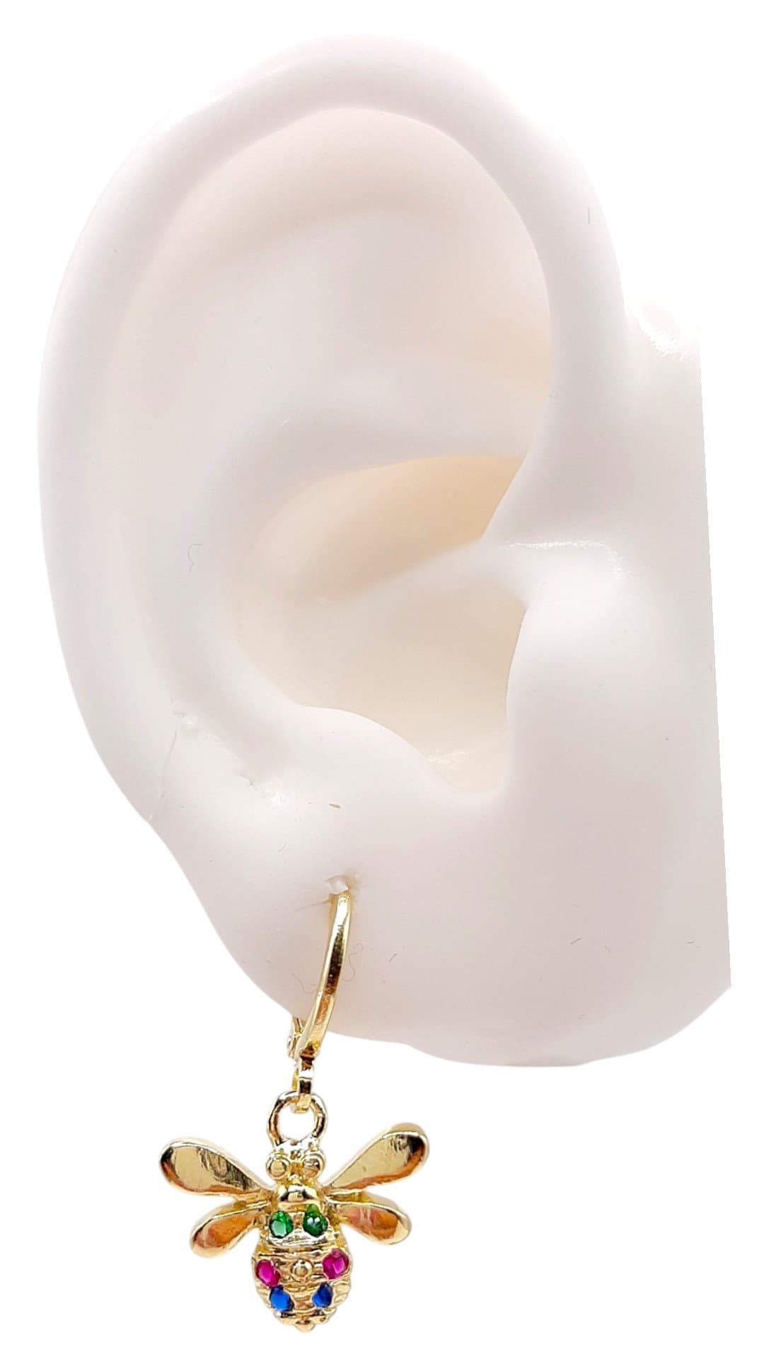 Brinco Argolinha Click Abelha Cravejada miniatura 2