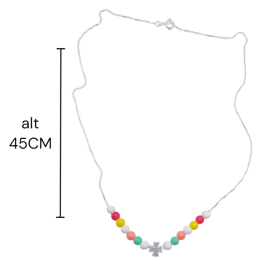Colar Missangas Com Trevo 45cm miniatura 2