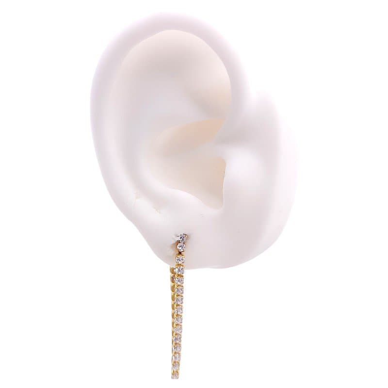 Brinco Fio De Zirconia Com Pino E Tarraxa N°02 miniatura 2
