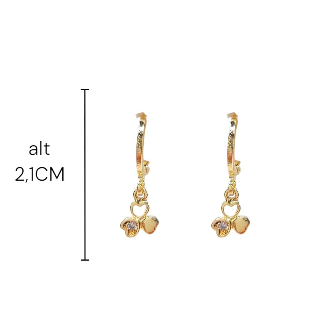 Brinco Argolinha Click Com 3 Coraçãozinhos