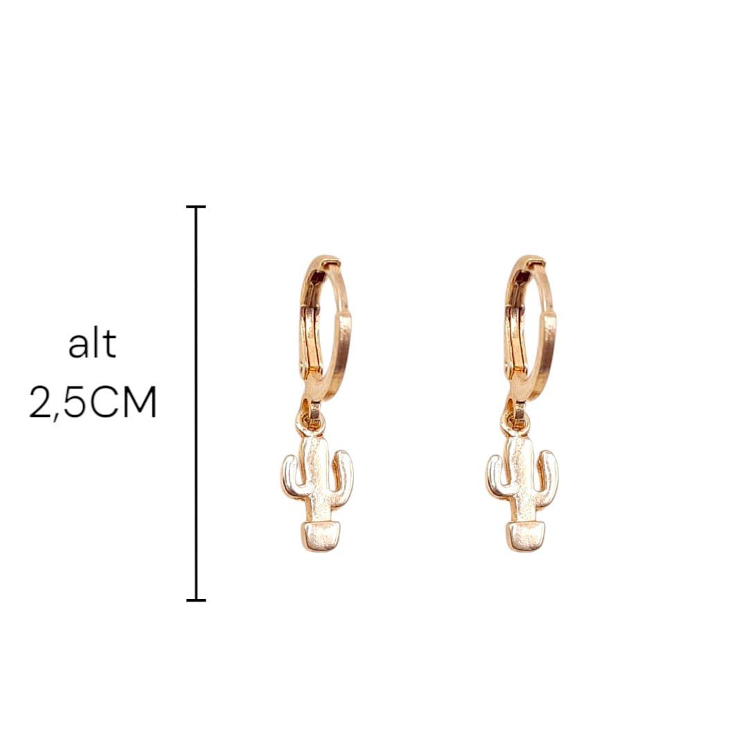 Brinco Argolinha Click Com Cacto Liso