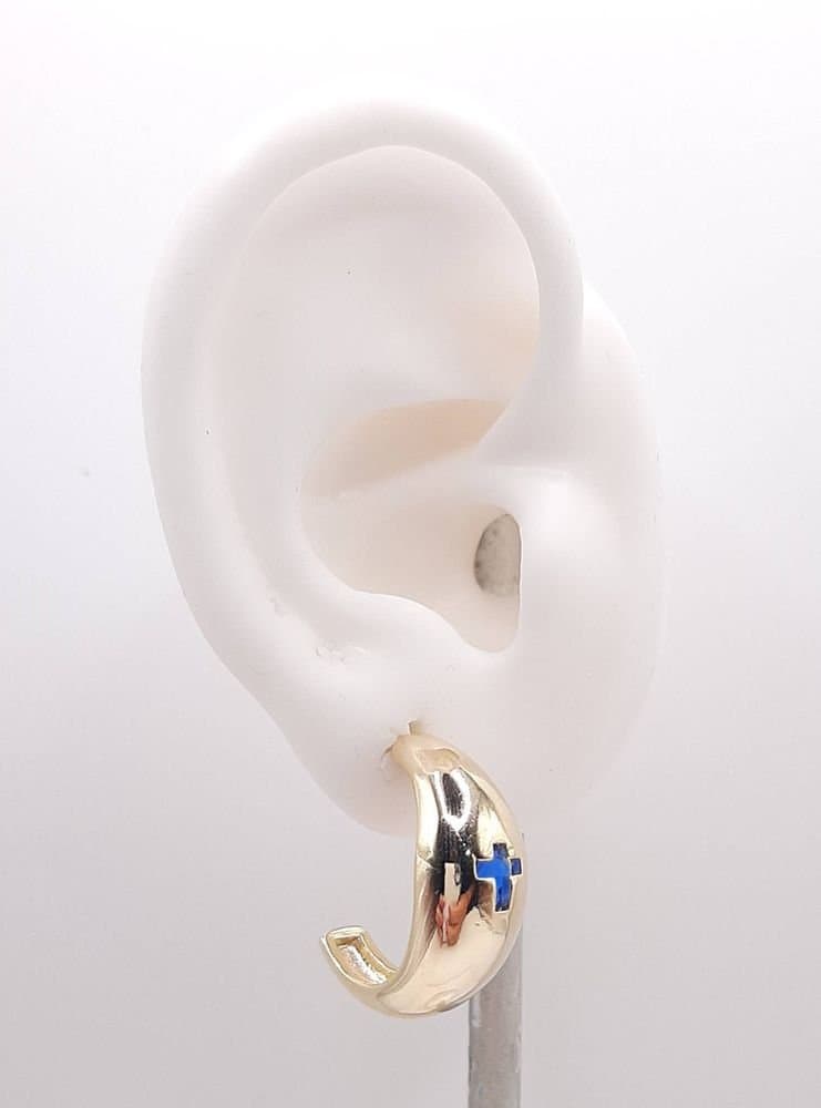 Brinco Argola Com Desenho De Cruz miniatura 2