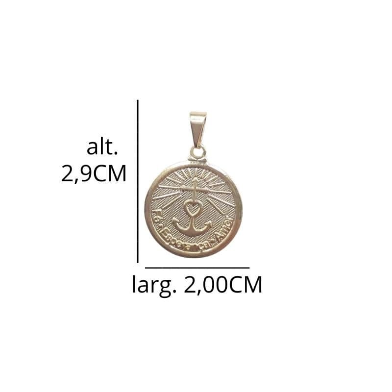 Pingente Medalha Com Âncora Gravada