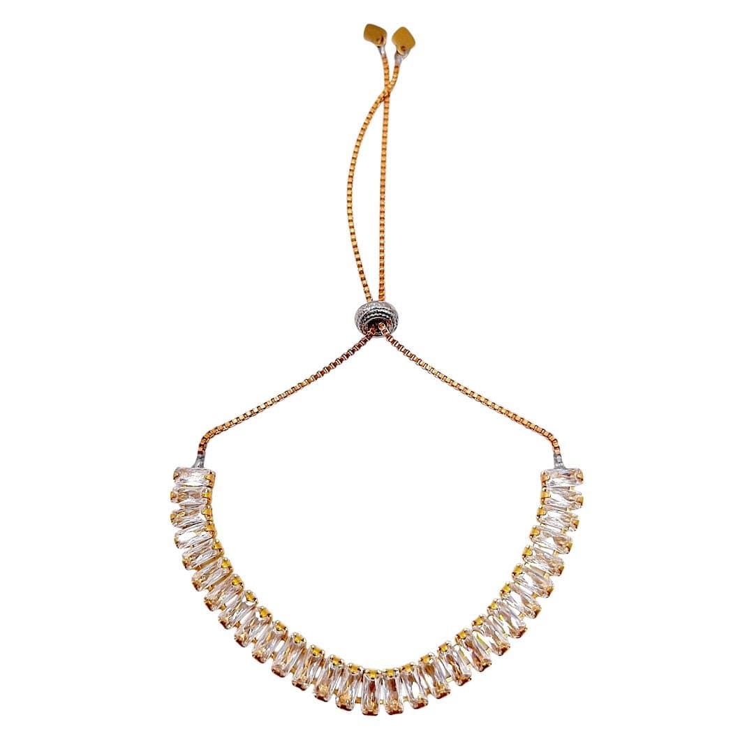 Pulseira Ajuste Fio De Pedra Baguete