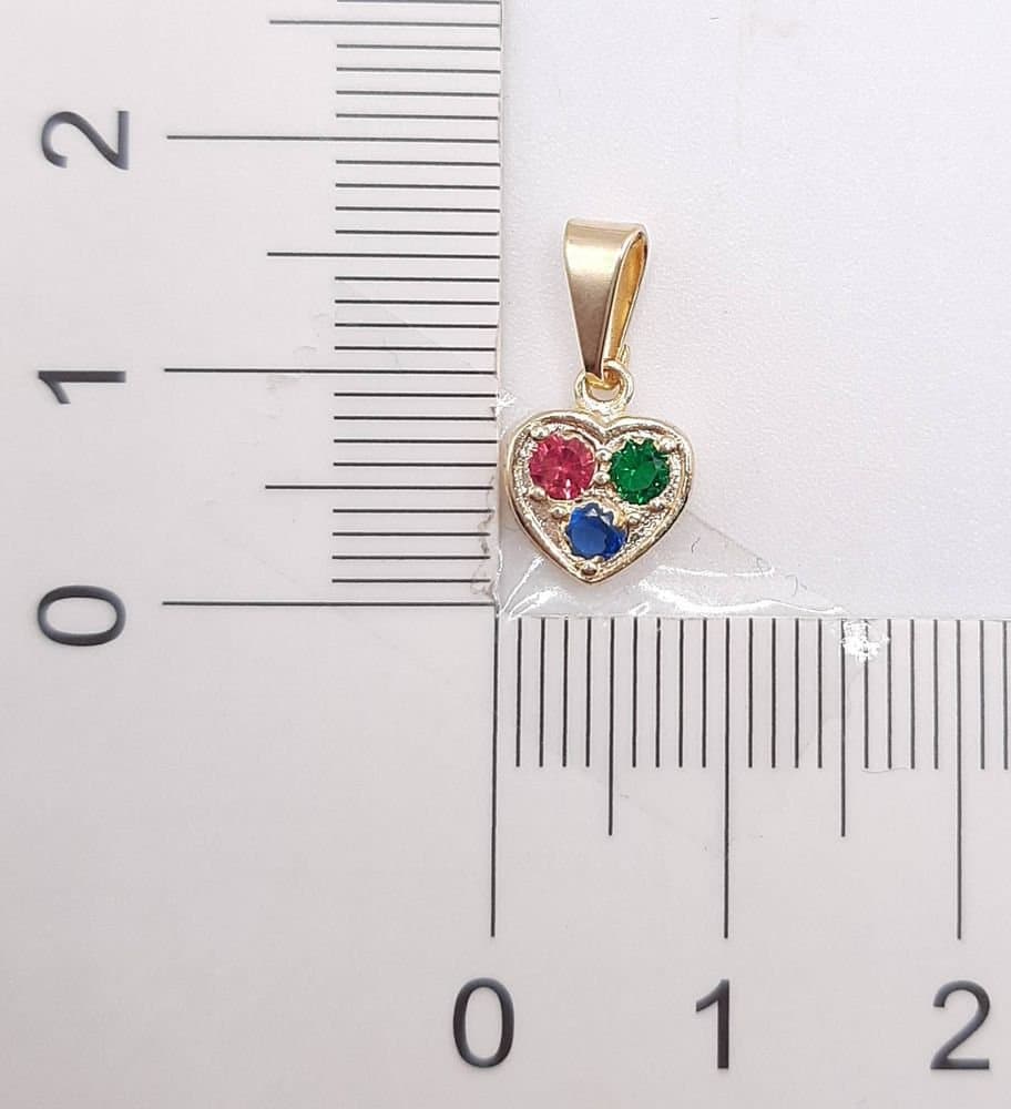 Pingente Coração 3 Pedras miniatura 3