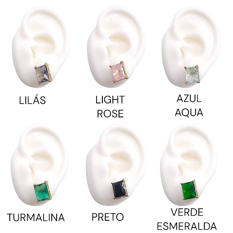 Brinco Pedra Retângular miniatura 3