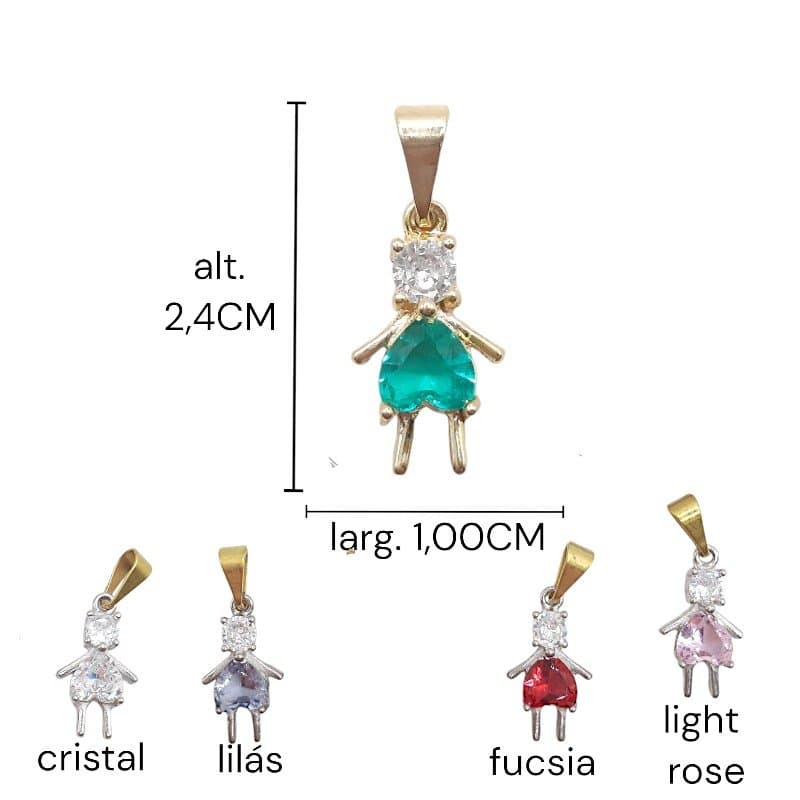 Pingente Menina Pedra Coração