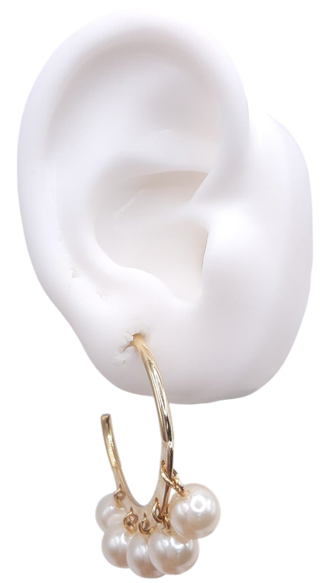 Brinco . Argola Com 5 Perolas miniatura 3