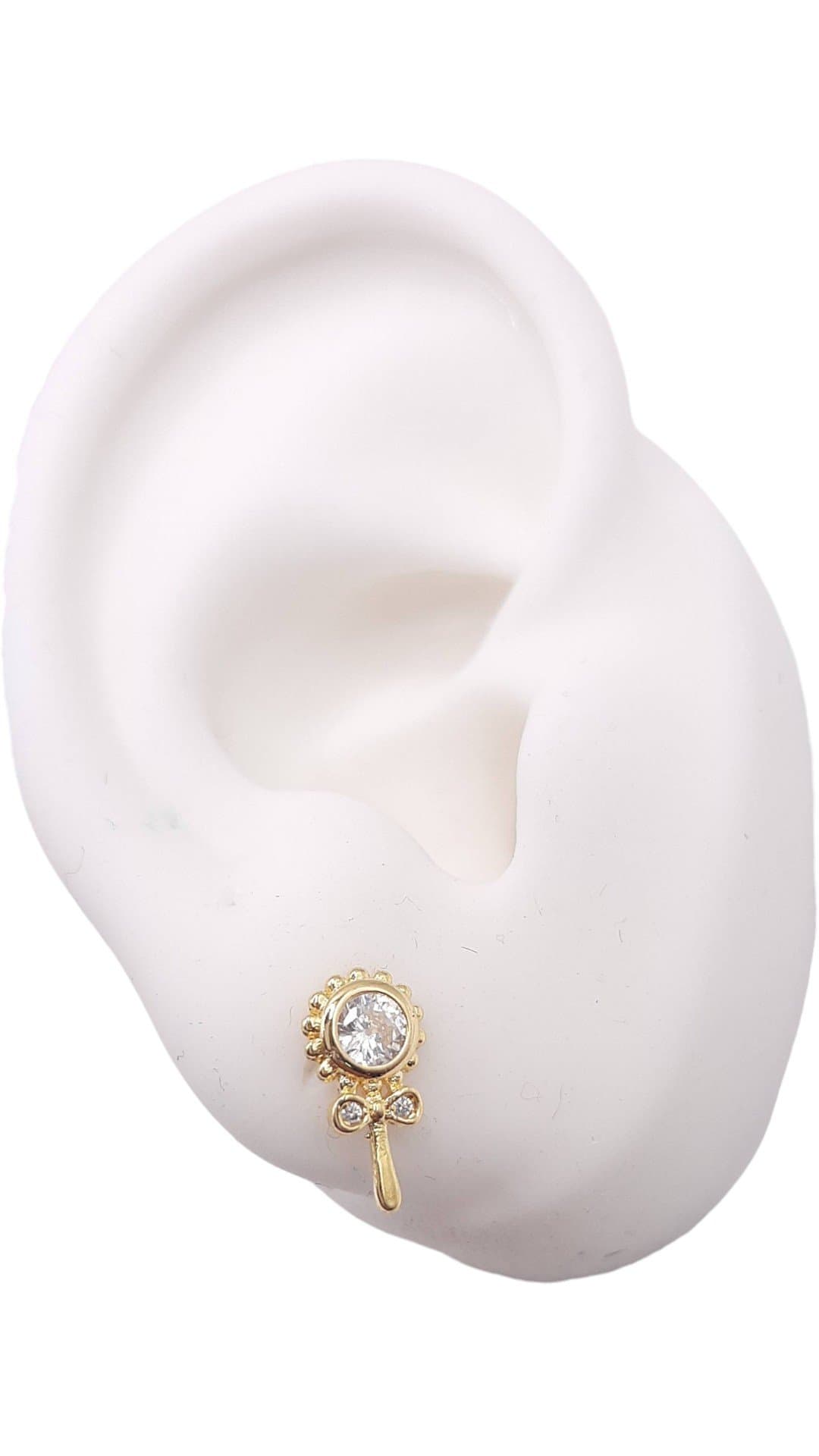 Brinco Flor Cravejada Inteira miniatura 2