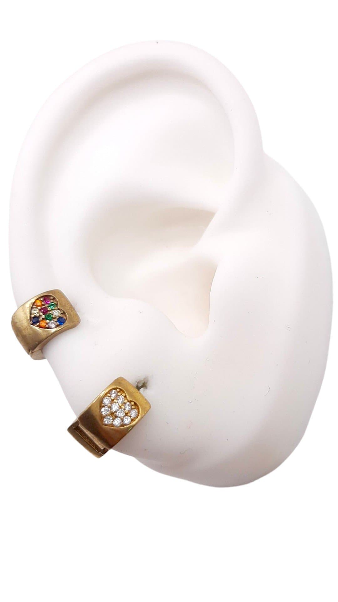 Brinco Argolinha Click Com Coração Cravejado miniatura 2