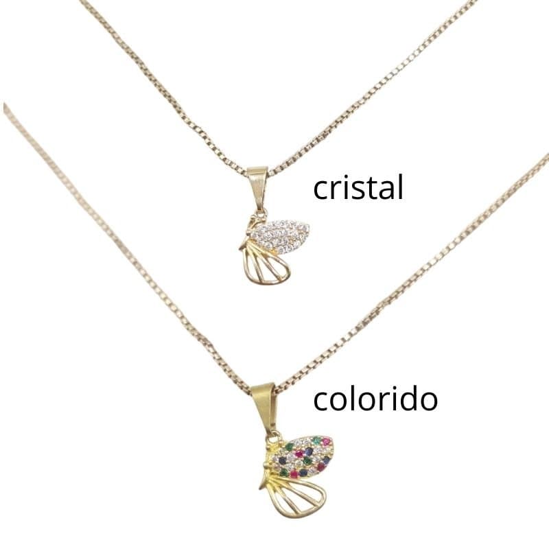 Pingente Borboleta De Uma Asa Cravejada Semi-joia miniatura 2