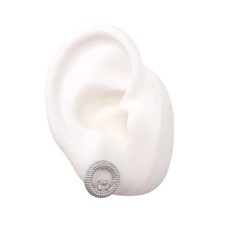Brinco Aro Craquelado Com 1 Zirconia miniatura 2