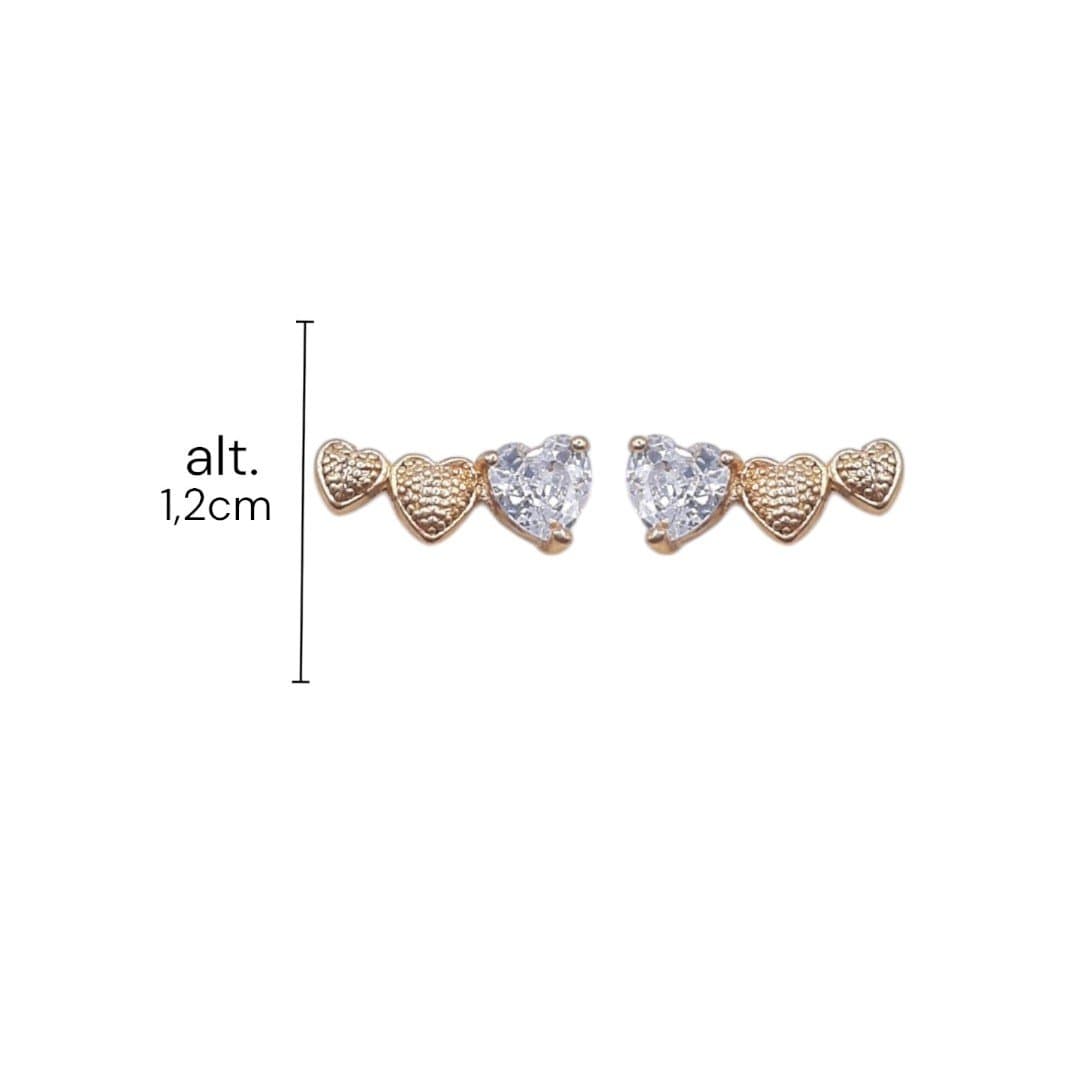 Brinco Ear Cuff 3 Corações