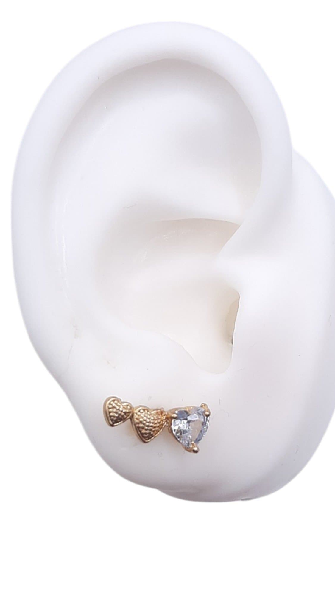 Brinco Ear Cuff 3 Corações miniatura 2