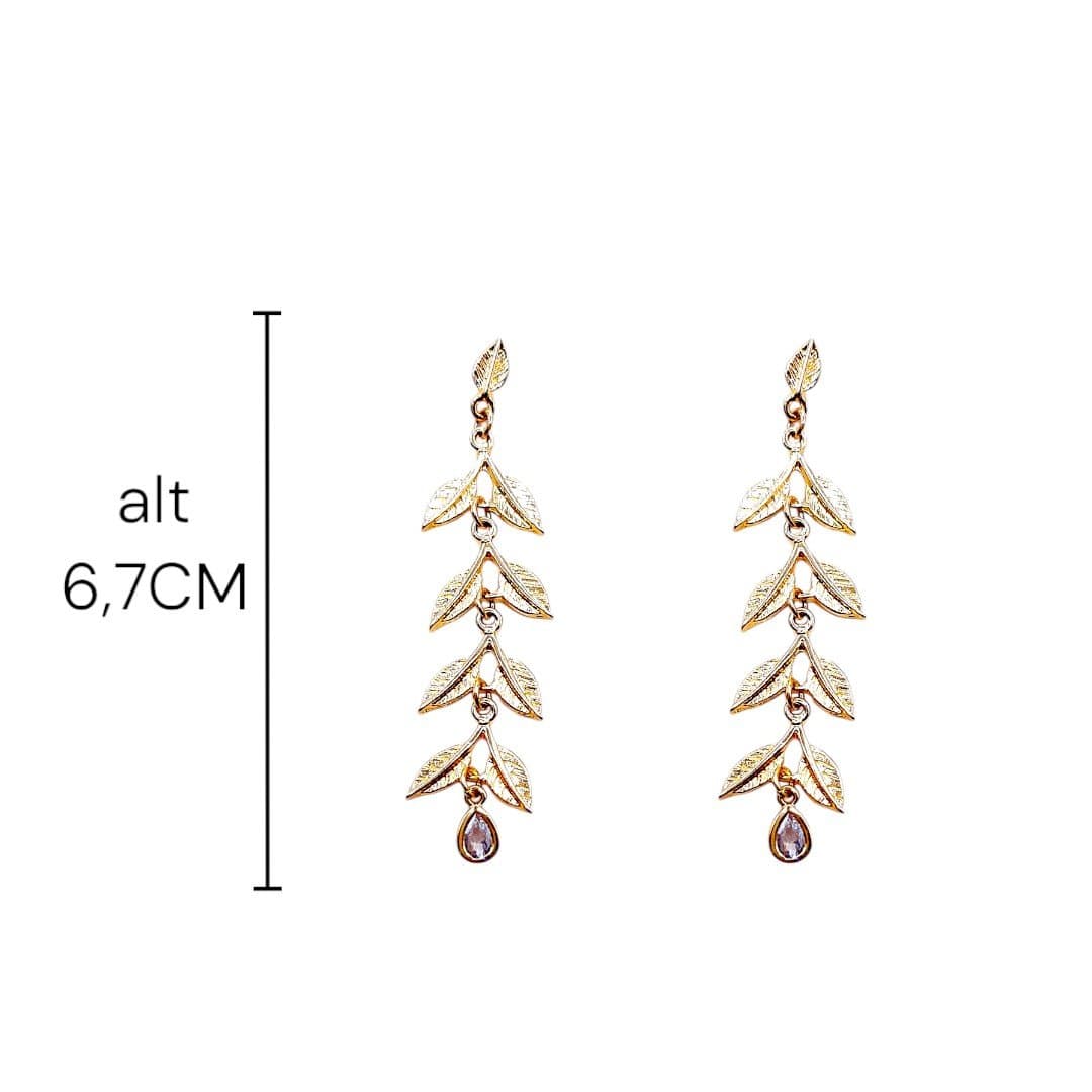 Brinco Coleção Vida (Folhas  Com 1 Gota)
