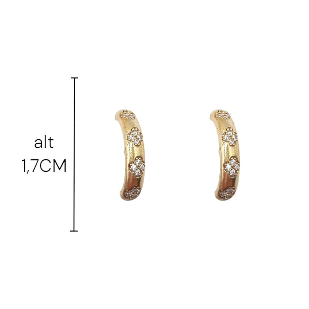 Brinco Ear Hook Com Trevo Cravejado