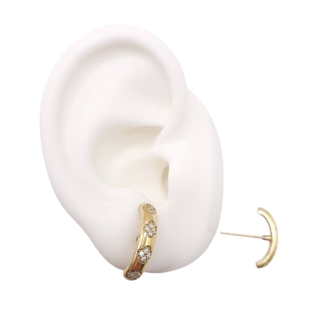 Brinco Ear Hook Com Trevo Cravejado miniatura 2
