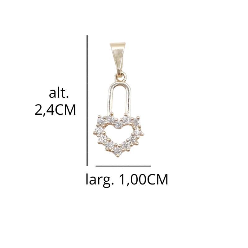 Pingente Cadeado De Coração Cravejado
