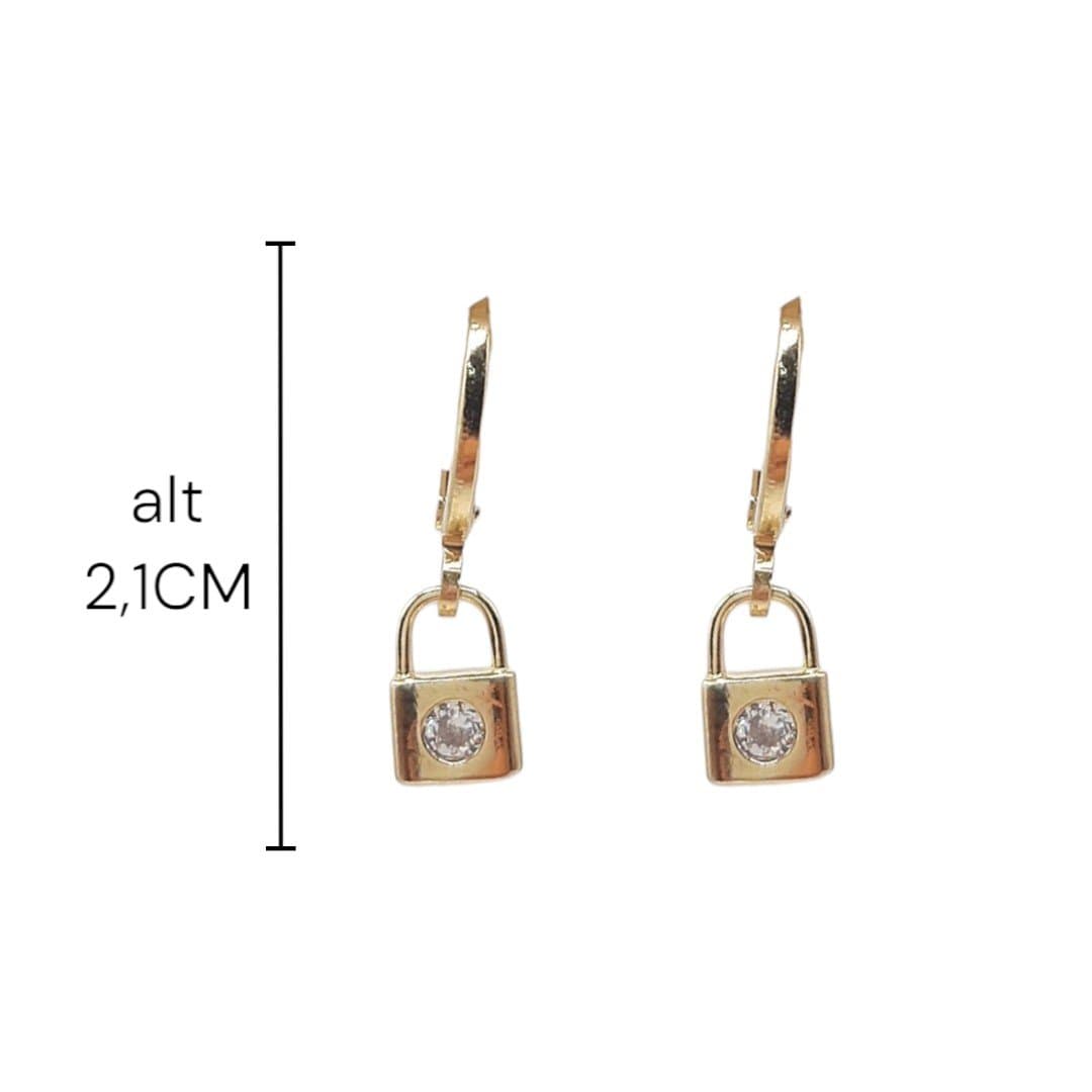 Brinco Argolinha Click Cadeado Com Zircônia
