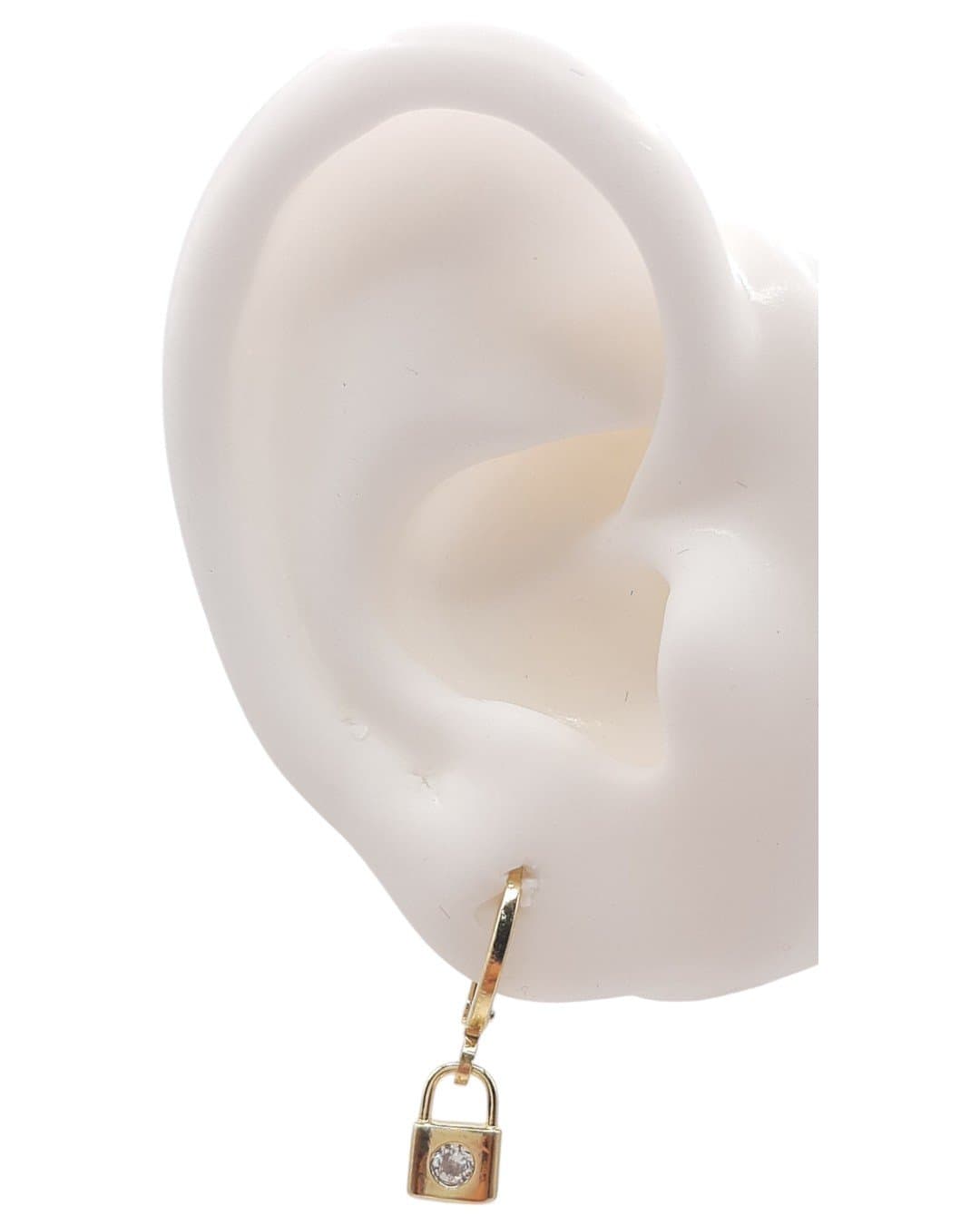 Brinco Argolinha Click Cadeado Com Zircônia miniatura 2