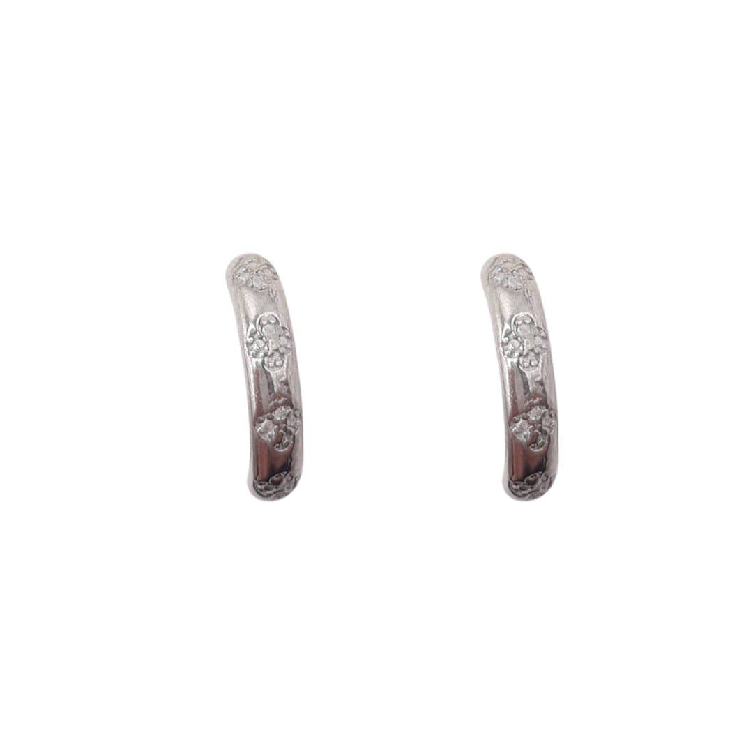 Brinco Ear Hook Flor Bordada