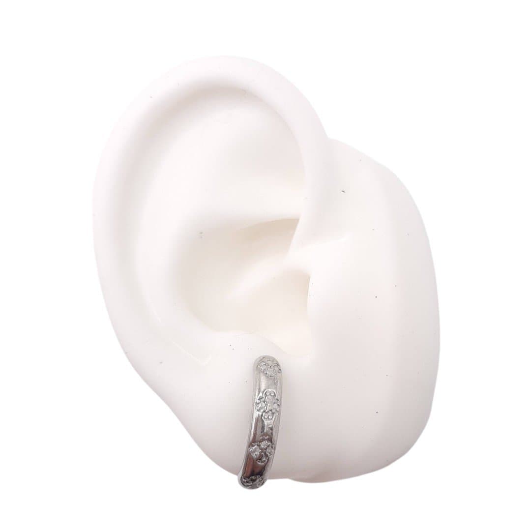 Brinco Ear Hook Flor Bordada miniatura 2