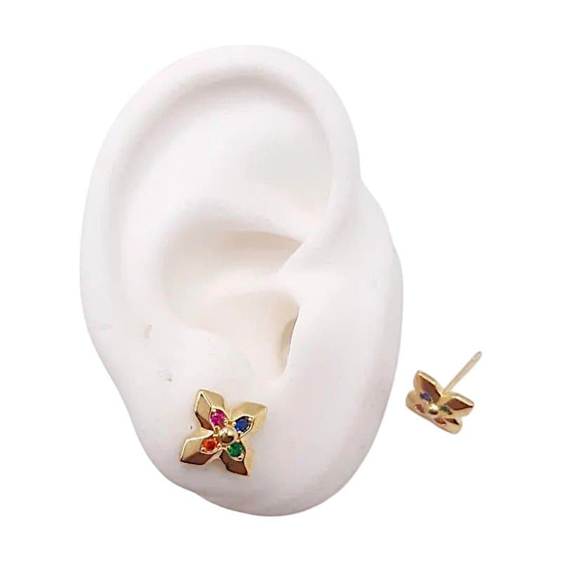 Brinco Flor 4 Petalas miniatura 2