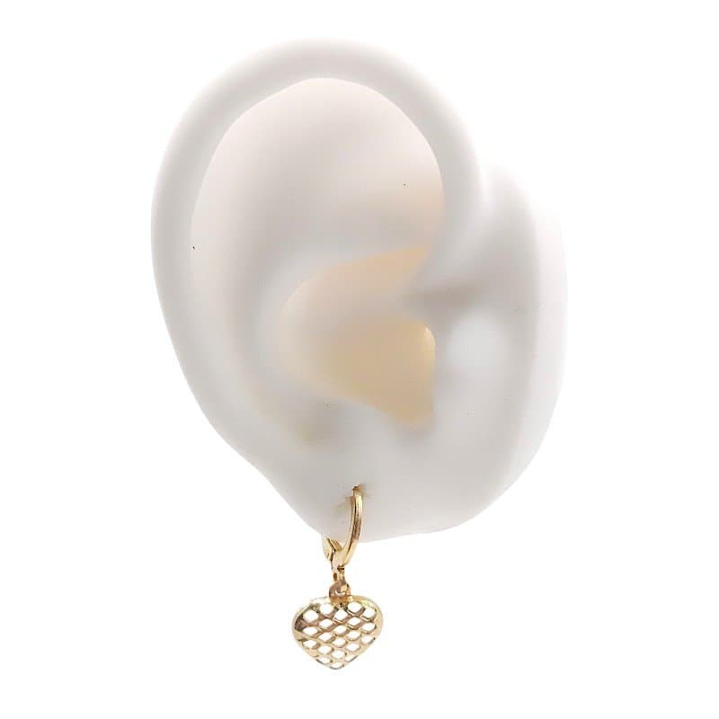 Brinco Argolinha Click Com Coração Quadriculado miniatura 2