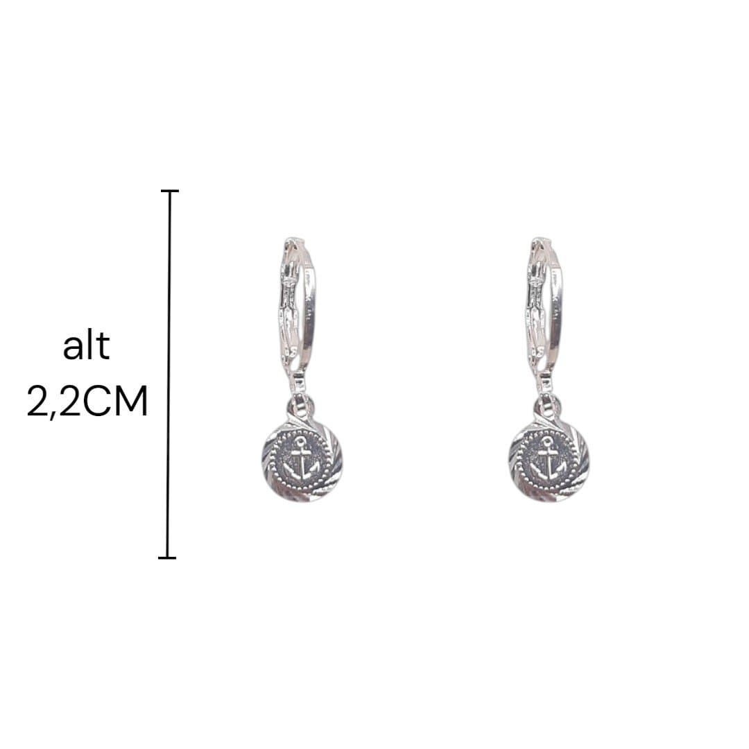 Brinco Argolinha Click Com Plaquinha De Ancora