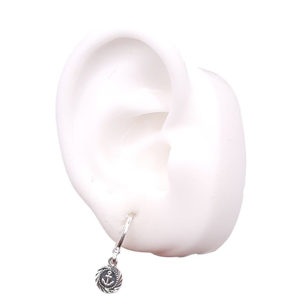 Brinco Argolinha Click Com Plaquinha De Ancora miniatura 2