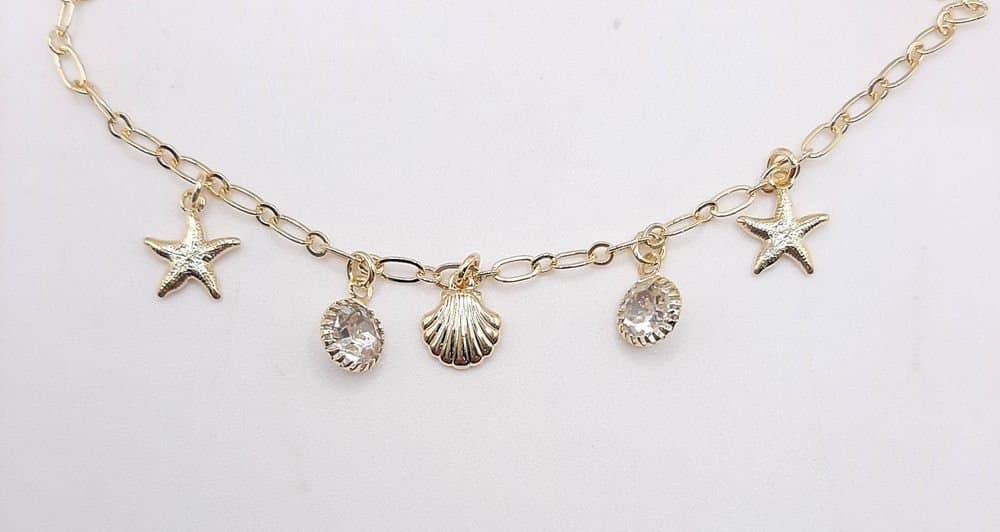 Choker Estrelas, Concha E Strass miniatura 3