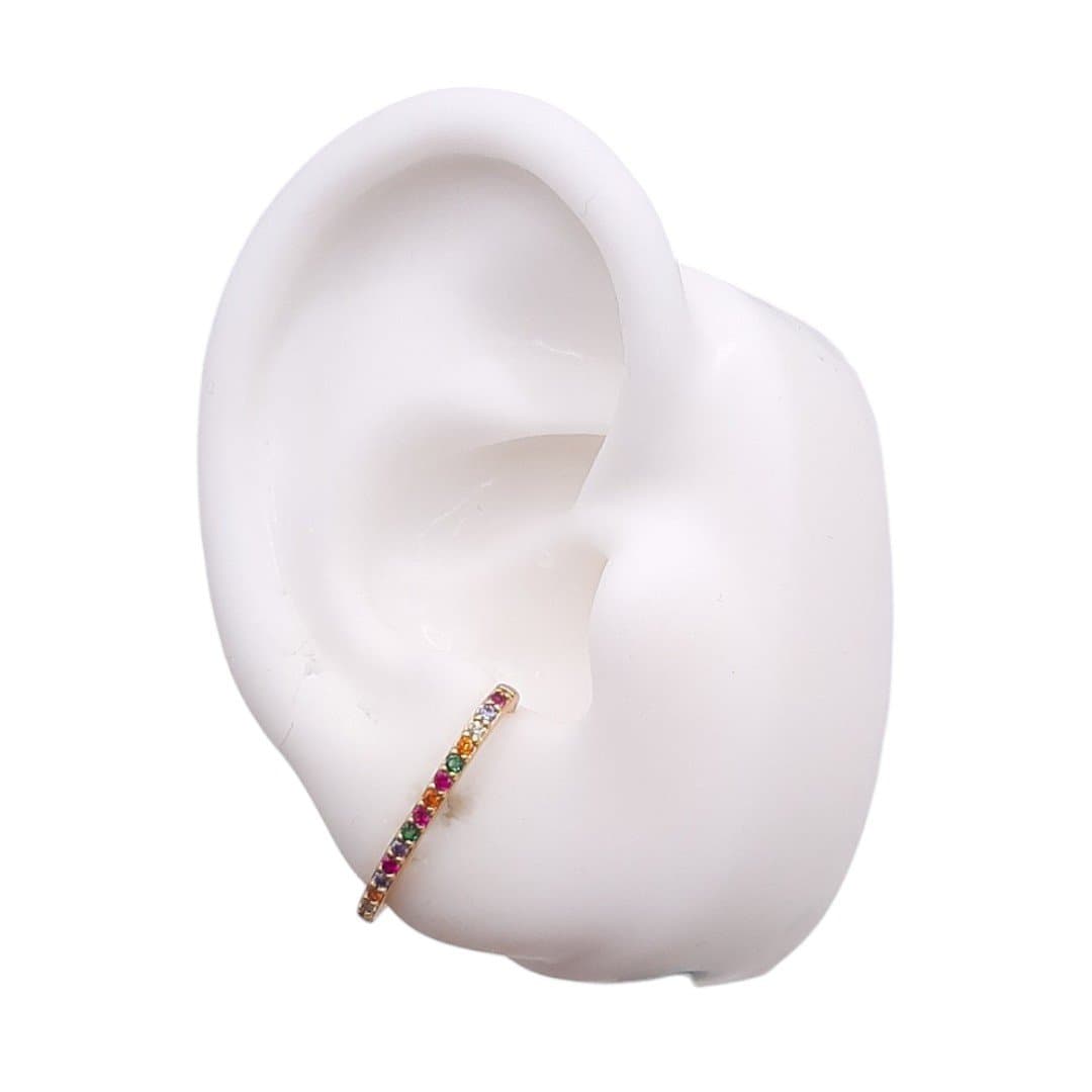Brinco Ear Hook Fino Cravejado miniatura 2