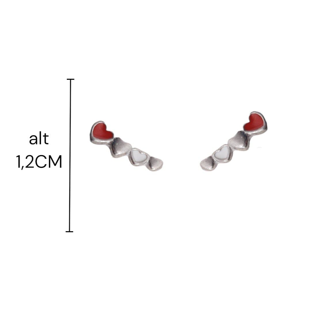 Brinco Ear Cuff 4 Corações ( 2 Esmaltados)