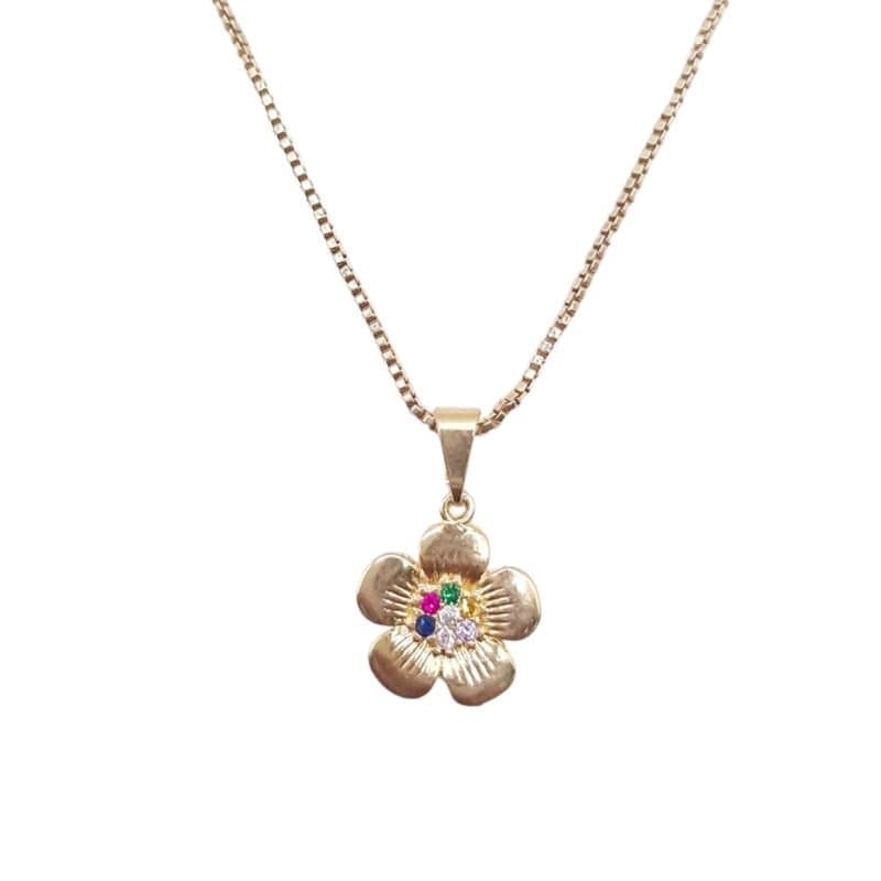 Pingente Flor Com Miolo Cravejado miniatura 2