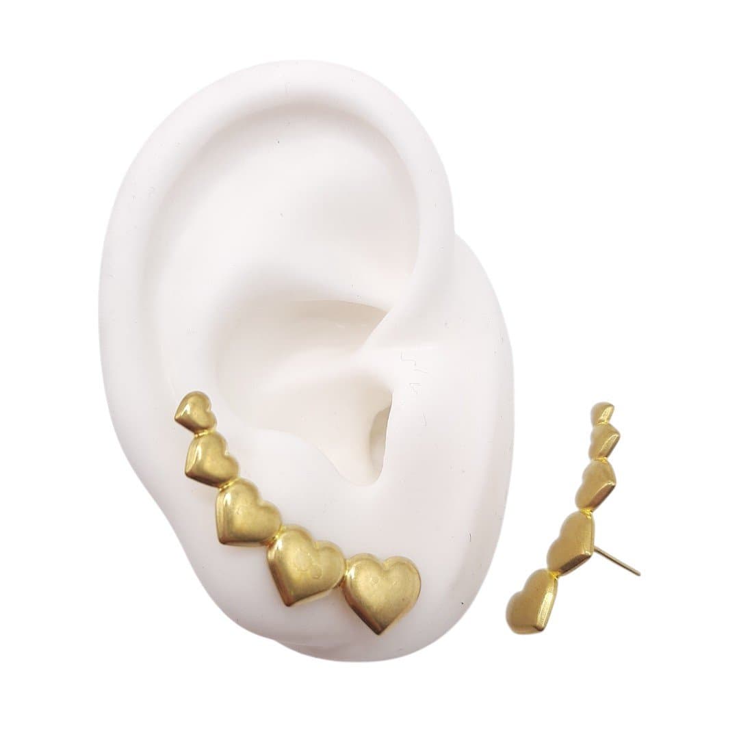 Brinco Ear Hook Corações miniatura 2