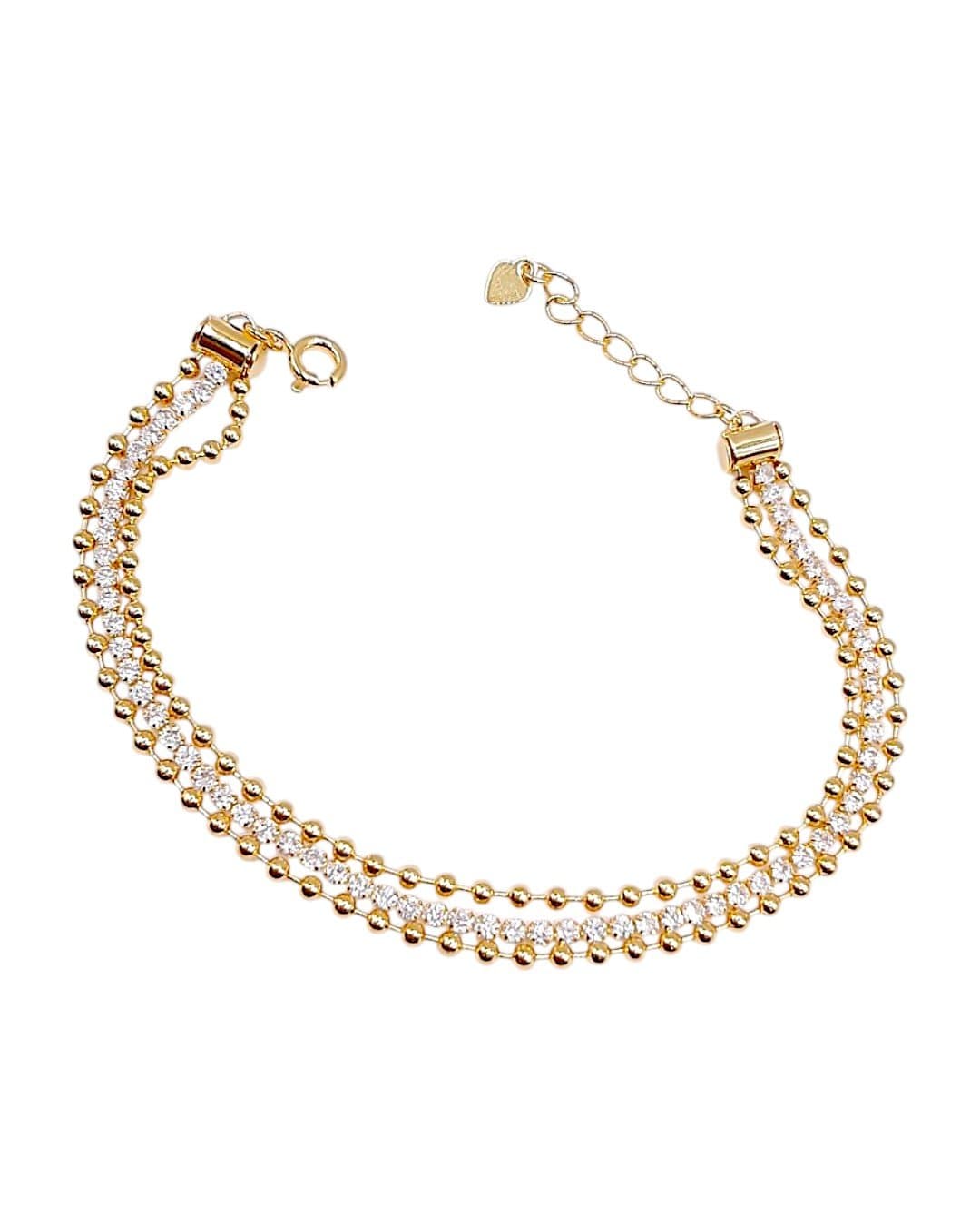 Pulseira Dupla Fio De Zircônia Com Bolinhas miniatura 2