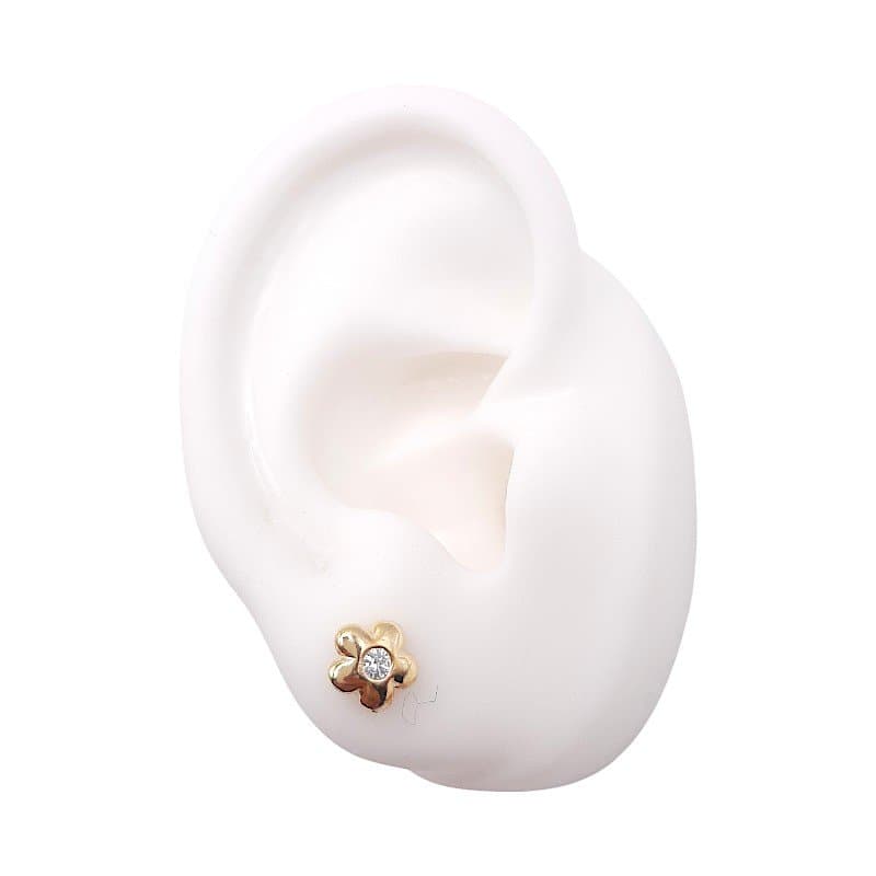 Brinco Flor Abaulada Com Pedra miniatura 2
