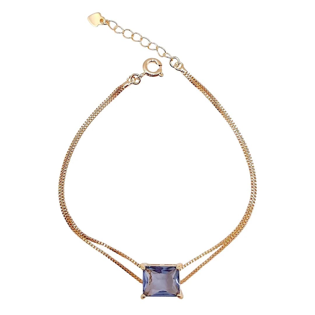 Pulseira Veneziana Com Pedra  Retangular