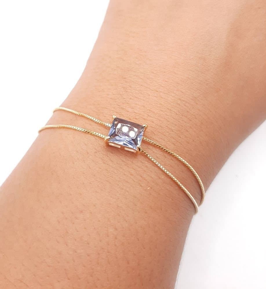 Pulseira Veneziana Com Pedra  Retangular miniatura 3