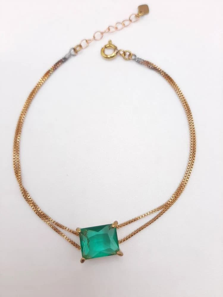 Pulseira Veneziana Com Pedra  Retangular miniatura 4